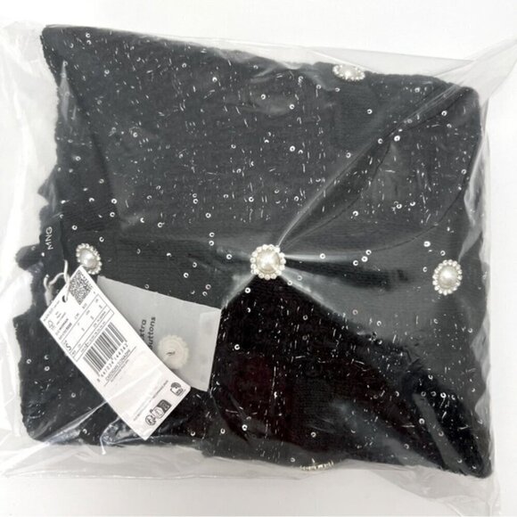 Mango - Ladies, Tweed Cardigan with Jewel Button - Black. Size: S. NWT - Picture 2 of 16